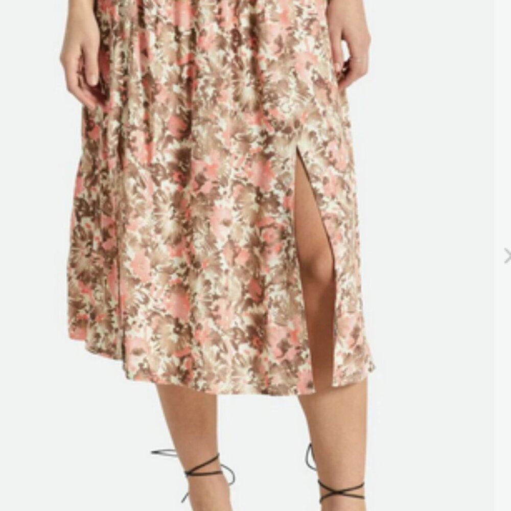 Brixton Floral Midi Skirt - Pink and Brown
